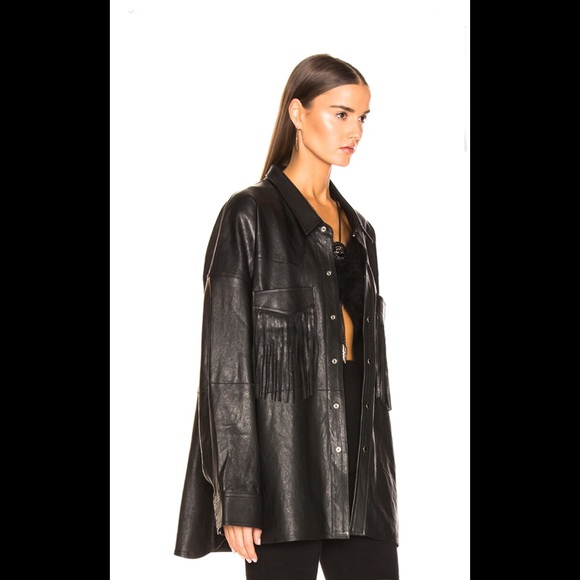 R13 Fringe Leather Shirt Jacket. - Picture 6 of 15